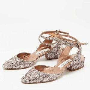 Authentic Jimmy Choo Glitter Micky Ankle Strap Sandals Heels size 7